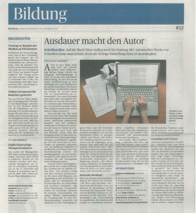 Schreibpädagogik – Artikel in der Presse